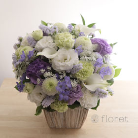 紫色のお供え・お悔み・供花アレンジメントL